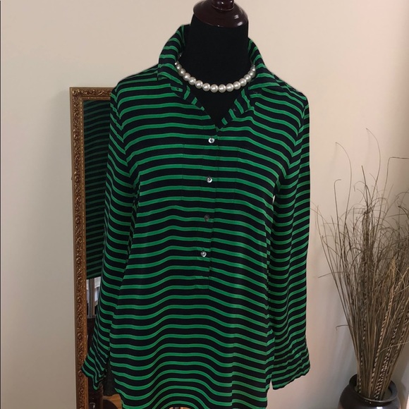 J. Crew Silk Striped Shirt Size 6 - Picture 2 of 7